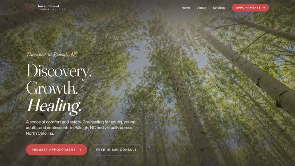 Raleigh Therapist Website screenshot