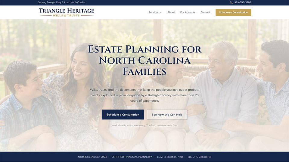 Triangle Heritage Wills and Trusts website